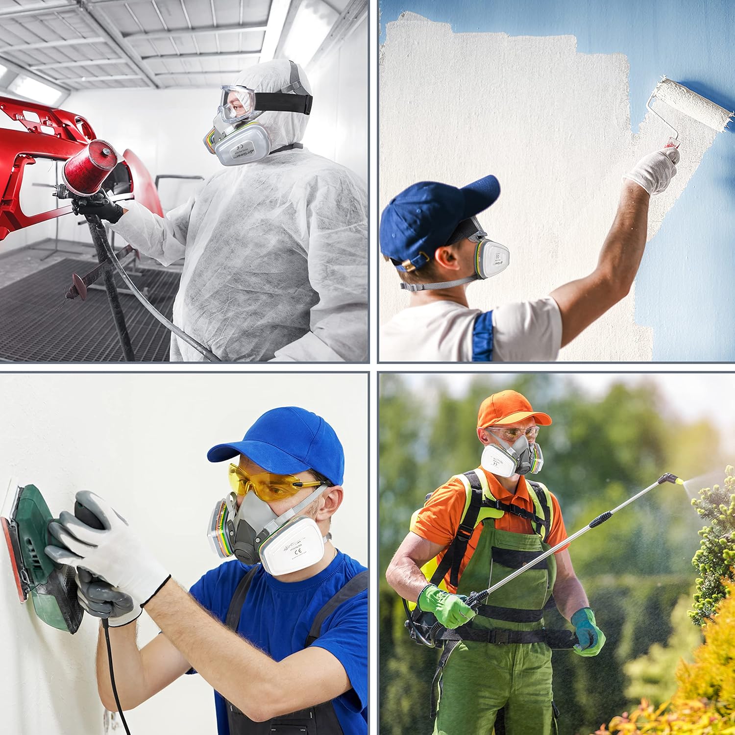 AirGearPro M-500 ABEK1-P2 Reusable Respirator Mask | Anti-Dust Gas mask Ideal for Spray Painting, Sanding, Building work, Chemical, DIY and more.